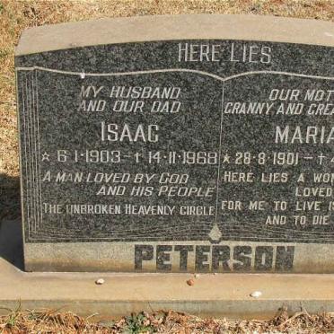 PETERSON Isaac 1903-1968 &amp; Maria 1901-1980