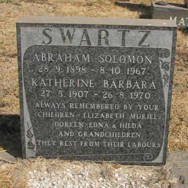 SWARTZ Abraham Solomon 1898-1967 &amp; Katherine Barbara 1907-1970