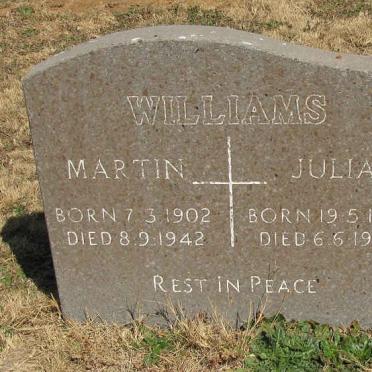 WILLIAMS Martin 1902-1942 &amp; Julia 1906-1984