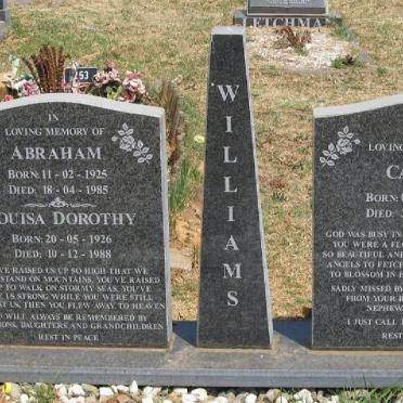 WILLIAMS Abraham 1925-1985 &amp; Louisa Dorothy 1926-1988 :: WILLIAMS Carol 1967-1984