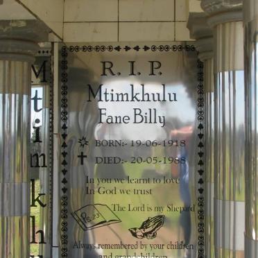 MTIMKHULU Fane Billy 1918-1988