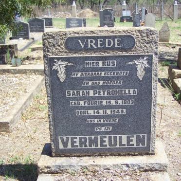 VERMEULEN Sarah Petronella nee FOURIE 1903-1949