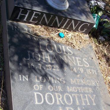 HENNING Louis Johannes 1922-1991 &amp; Dorothy Ada 1925-199?