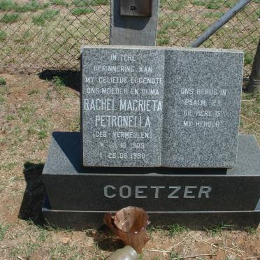 COETZER Rachel Magrieta Petronella nee VERMEULEN 1909-1990