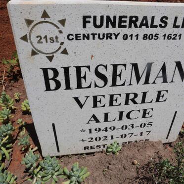 BIESEMAN Veerle Alice 1949-2021