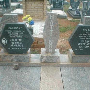 HATTINGH Philippus Dewald Arnoldus 1929-1992 &amp; Sarah Gertruida Katrina 1926-