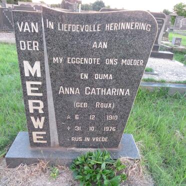 MERWE Anna Catharina, van der nee ROUX 1910-1976