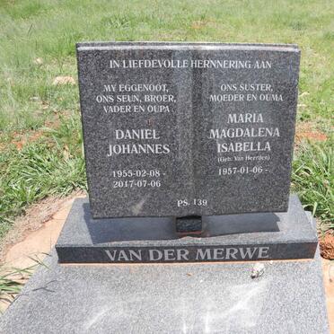 MERWE Daniel Johannes, van der 1955-2017 & Maria Magdalena Isabella VAN HEERDEN 1957- 