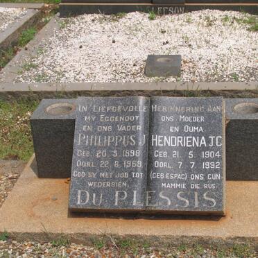PLESSIS Philippus J.. du 1898-1969 &amp; Hendriena J.C. ESPAG 1904-1992
