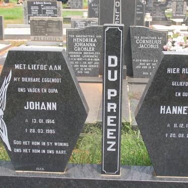 PREEZ Johann, du 1914-1995 &amp; Hannetjie 1920-2003