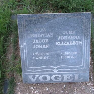 VOGEL Christian Jacob Johan 1927-2011 & Johanna Elizabeth 1931-2014