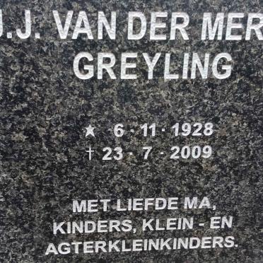 GREYLING J.J. van der Merwe 1928-2009