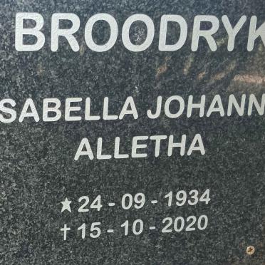 BROODRYK Isabella Johanna Alletha 1934-2020