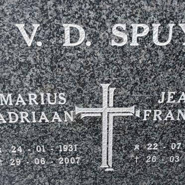 SPUY Marius Adriaan, v.d. 1931-2007 & Jean Francis 1936-2014