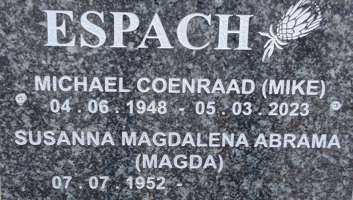 ESPACH Michael Coenraad 1948-2023 & Susanna Magdalena Abrama 1952-