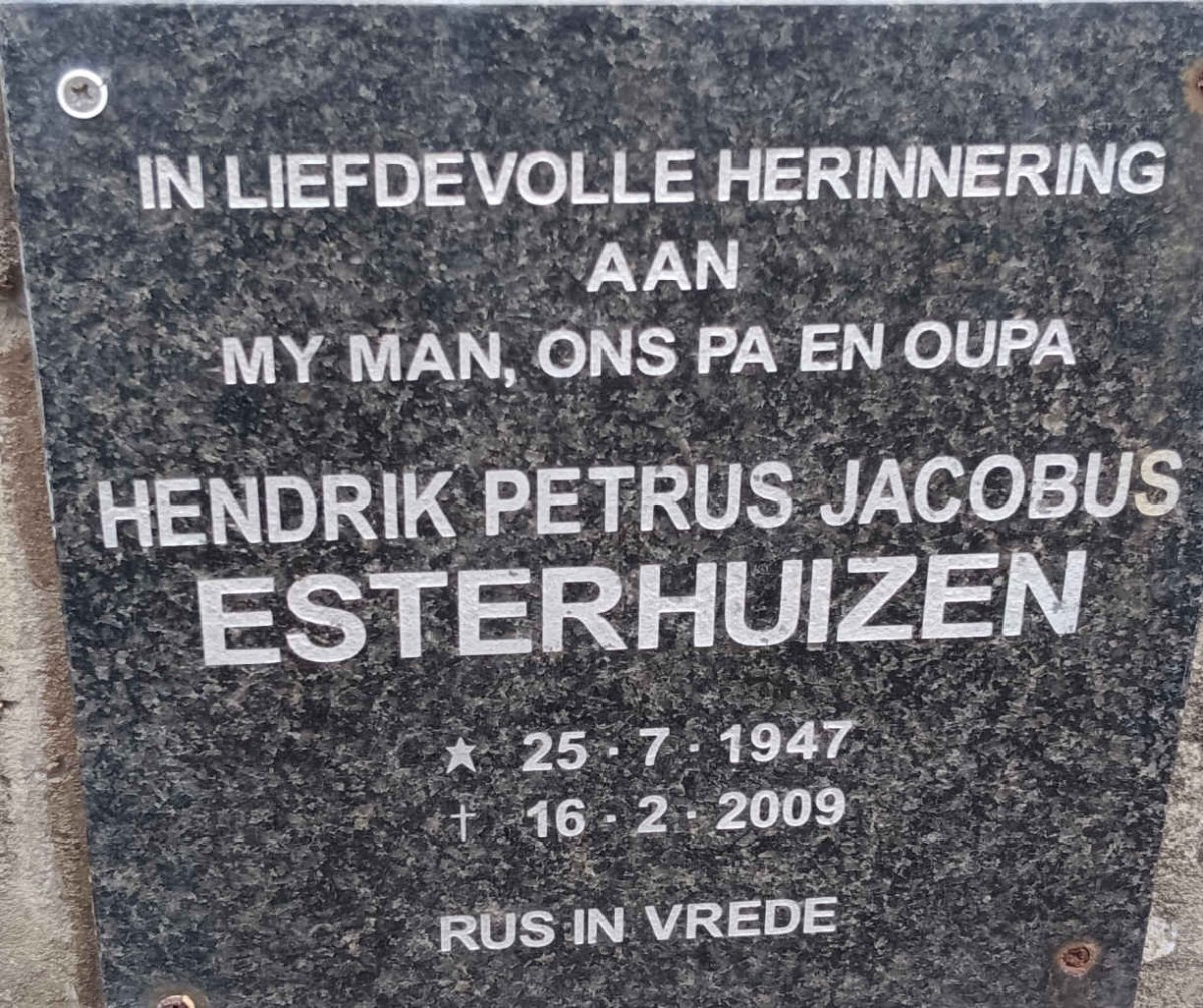 ESTERHUIZEN Hendrik Petrus Jacobus 1947-2009