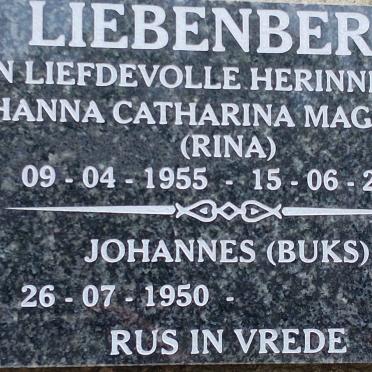 LIEBENBERG Johannes 1950-  & Johanna Catharina Magdalena 1955-2023