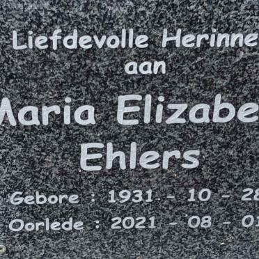 EHLERS Maria Elizabeth 1931-2021