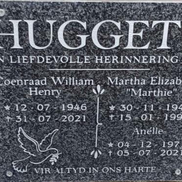 HUGGETT Coenraad William Henry 1946-2021 & Martha Elizabeth 1946-1996