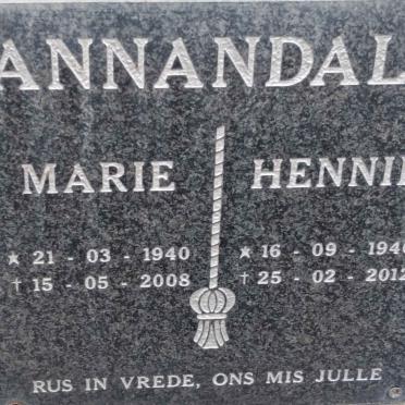 ANNANDALE Hennie 1940-2012 & Marie 1940-2008
