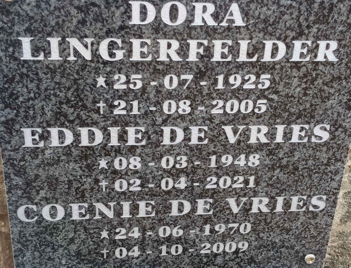 LINGERFELDER Dora 1925-2005 :: VRIES Eddie, de 1948-2021 :: VRIES Coenie de, 1970-2009