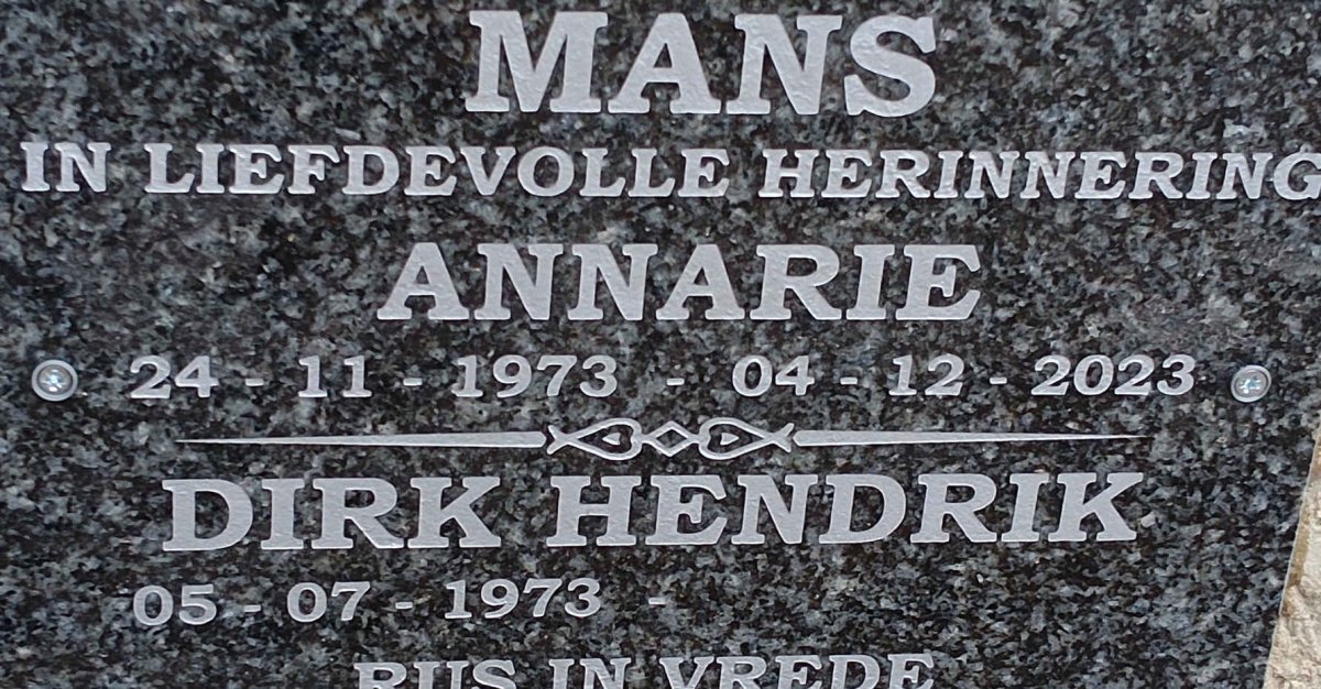 MANS Dirk Hendrik 1973-  & Annarie 1973-2023