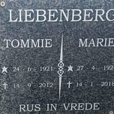 LIEBENBERG Tommy 1921-2012 & Marie 1924-2018