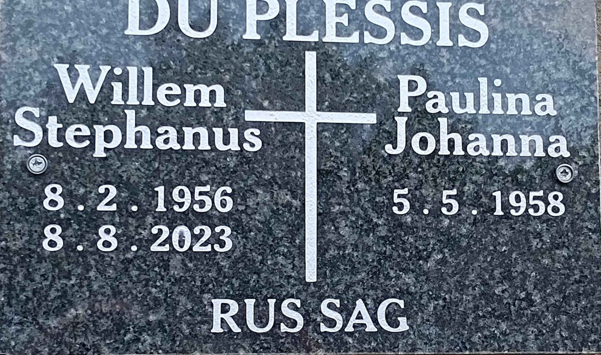 PLESSIS Willem Stephanus 1956-2023 & Paulina Johanna 1958-