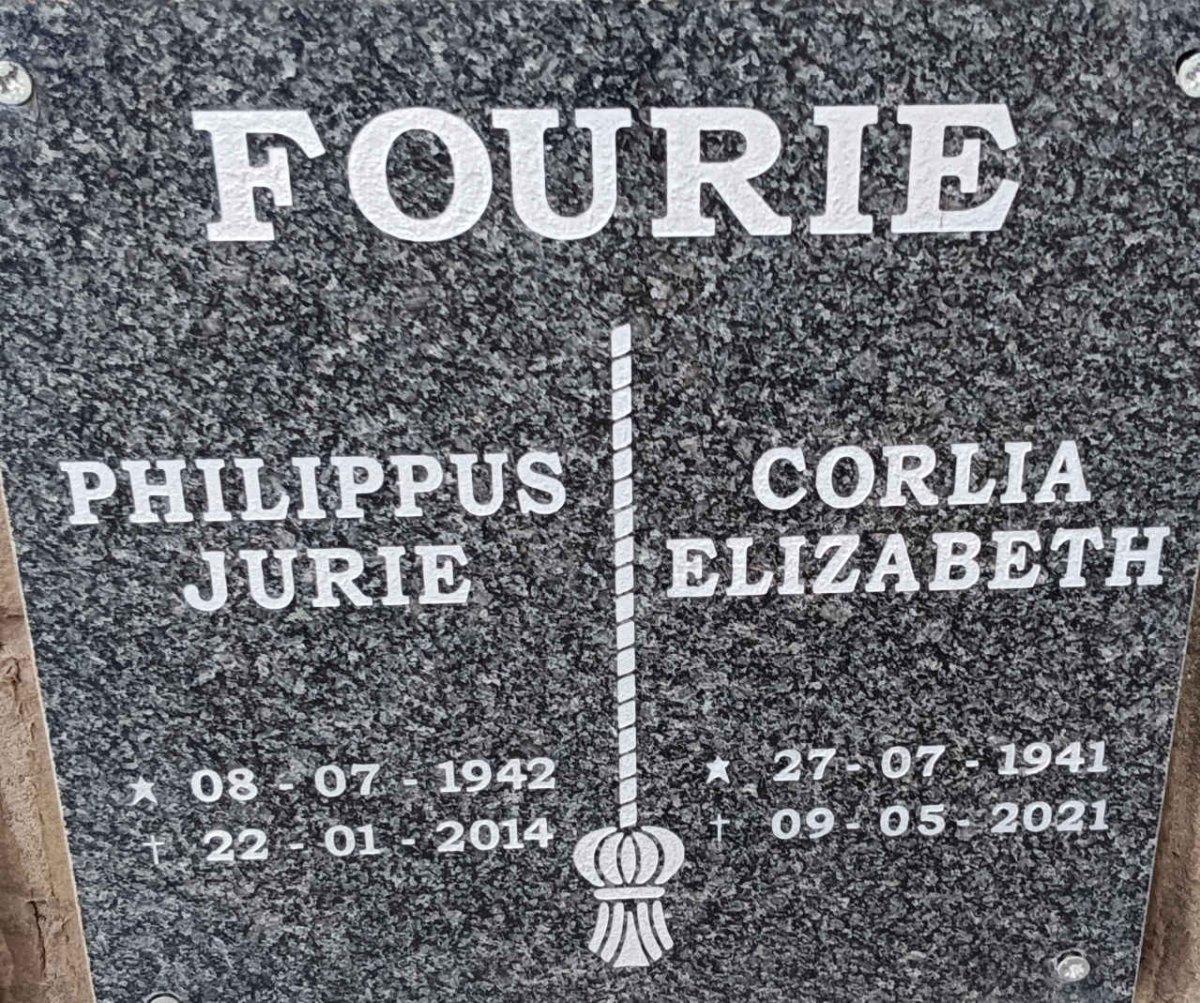 FOURIE Philippus Jurie 1942-2014 & Corlia Elizabeth 1941-2021