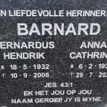 BARNARD Bernardus Hendrik 1932-2008 & Anna Cathrina 1937-2020