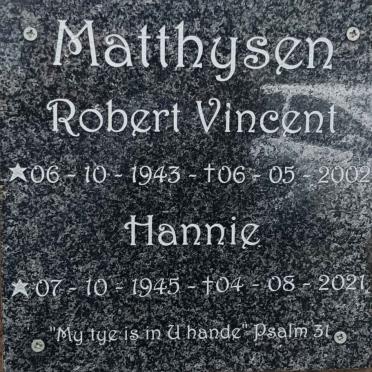 MATTHYSEN Robert Vincent 1943-2002 & Hannie 1945-2021