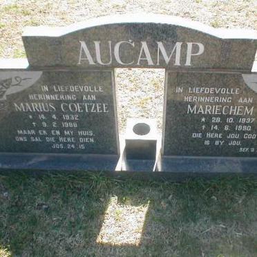 AUCAMP Marius Coetzee 1932-1988 &amp; Mariechem 1937-1990