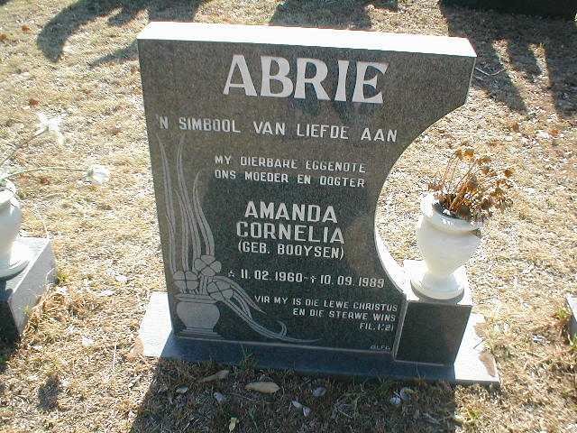 ABRIE Amanda Cornelia nee BOOYSEN 1960-1989