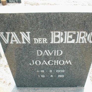BERG David Joachom, van der 1939-1981