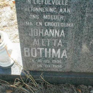 BOTHMA Johanna Aletta 1906-1990
