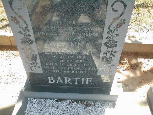 BARTIE Susanna Elizabeth 1919-1992