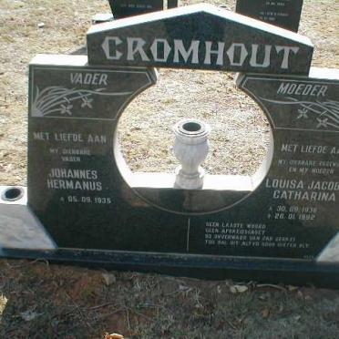 CROMHOUT Johannes Hermanus 1935- &amp; Louisa Jacoba Catharina 1936-1992
