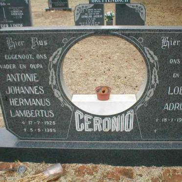 CERONIO Antonio Johannes Hermanus Lambertus 1928-1985 &amp; Loesia Adriana 1937-