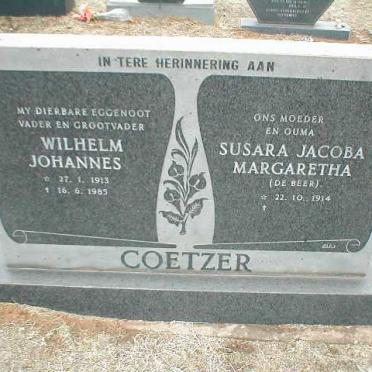 COETZER Wilhelm Johannes 1913-1985 &amp; Susara Jacoba Margaretha DE BEER 1914-