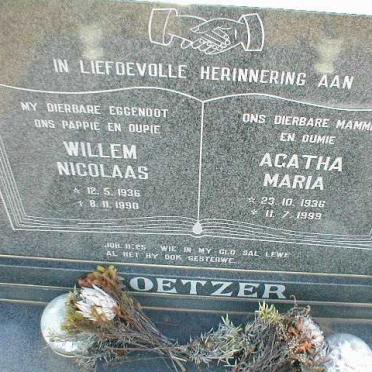 COETZER Willem Nicolaas 1936-1990 &amp; Agatha Maria 1936-1999
