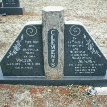 CLEMENTS Walter 1929-1983 &amp; Johanna 1930-1983
