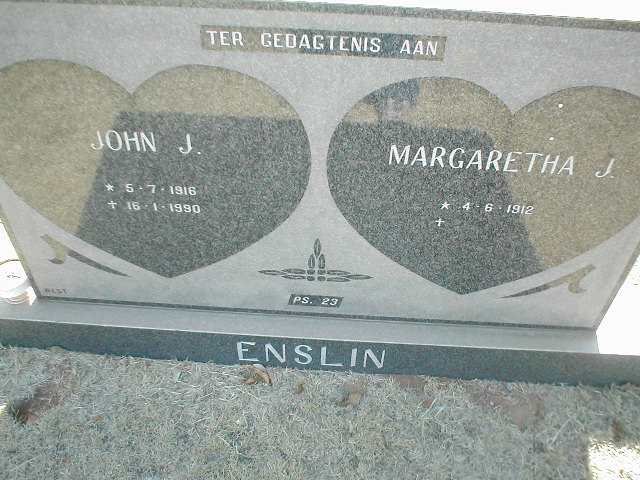 ENSLIN John J. 1916-1990 &amp; Margaretha 1912-