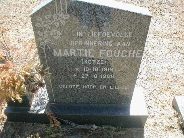 FOUCHE Martie nee KOTZE 1919-1988