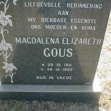 GOUS Magdalena Elizabeth 1911-1989