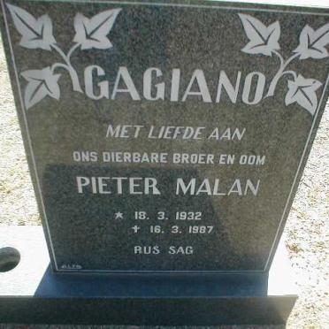 GAGIANO Pieter Malan 1932-1987