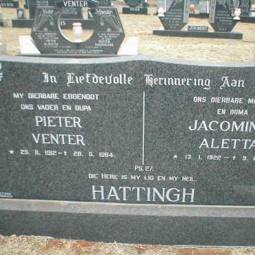HATTINGH Pieter Venter 1912-1984 &amp; Jacomina Aletta 1922-2000