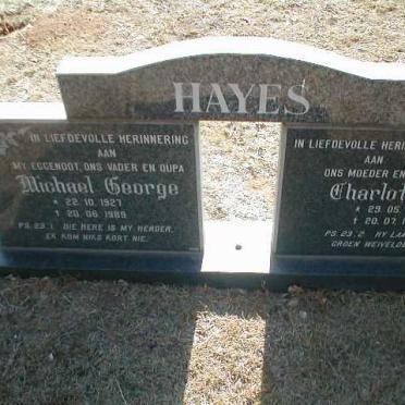HAYES Michael George 1927-1989 &amp; Charlotte 1929-1989
