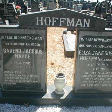 HOFFMAN Barend Jacobus Naude 1902-1988 &amp; Eliza Jane Susan JOUBERT 1910-1991