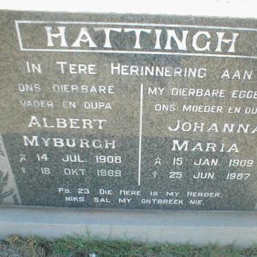 HATTINGH Albert Myburgh 1908-1989 &amp; Johanna Maria 1909-1987