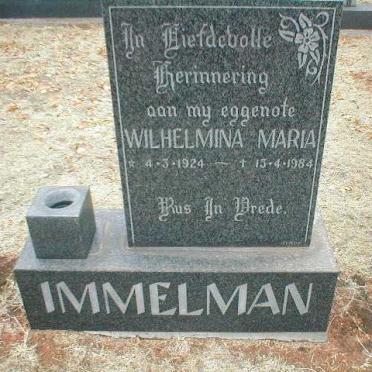 IMMELMAN Wilhelmina Maria 1924-1984